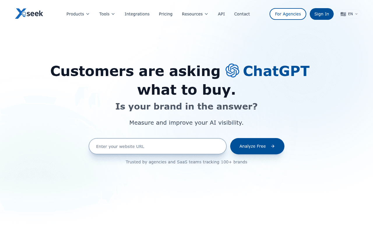 xSeek — AI-first search analytics platform for tracking brand visibility