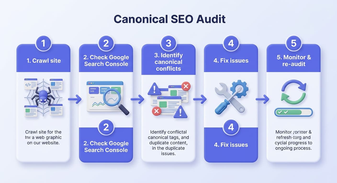 Step-by-step canonical SEO audit workflow
