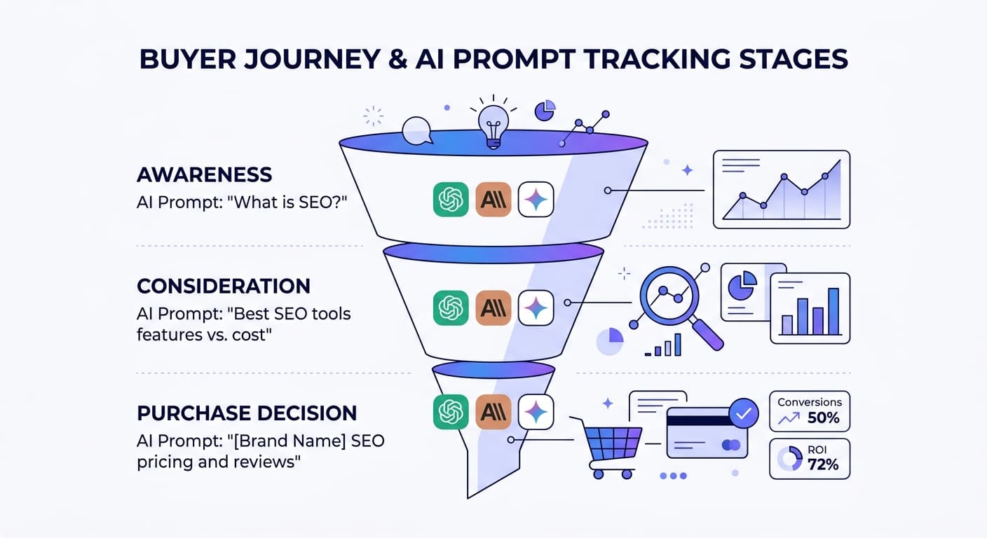 Buyer journey mapped to AI prompt tracking stages