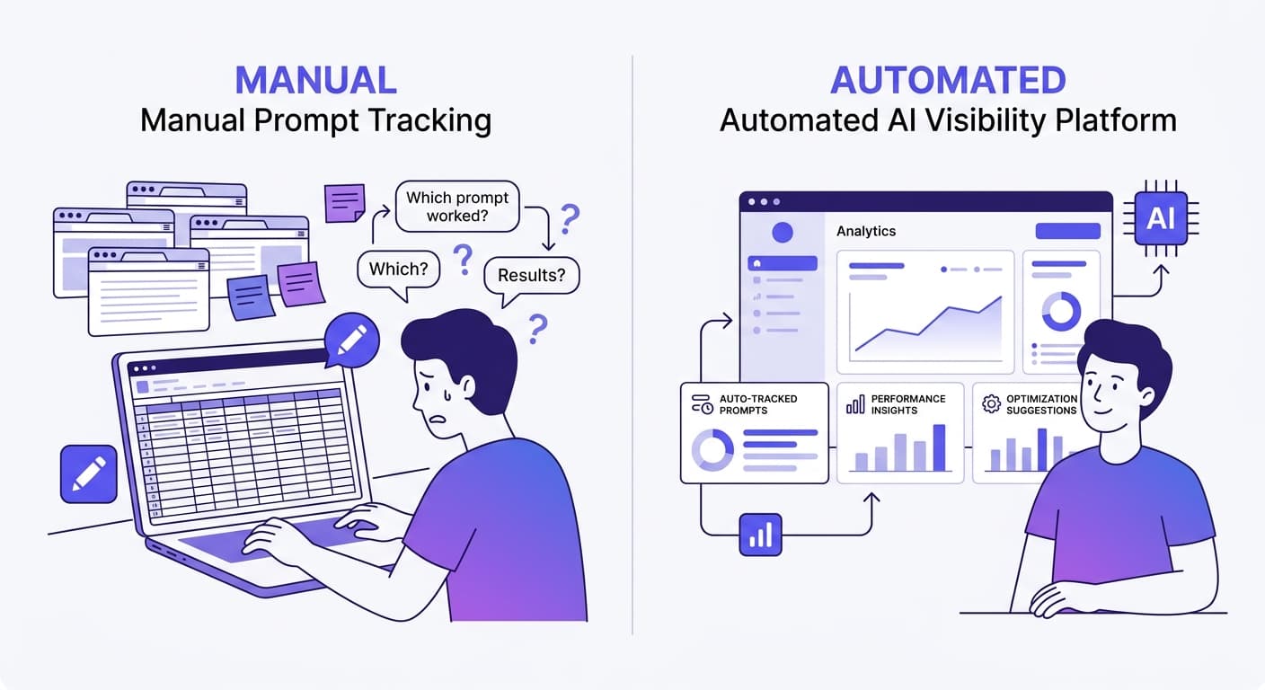 Manual vs. automated prompt tracking comparison