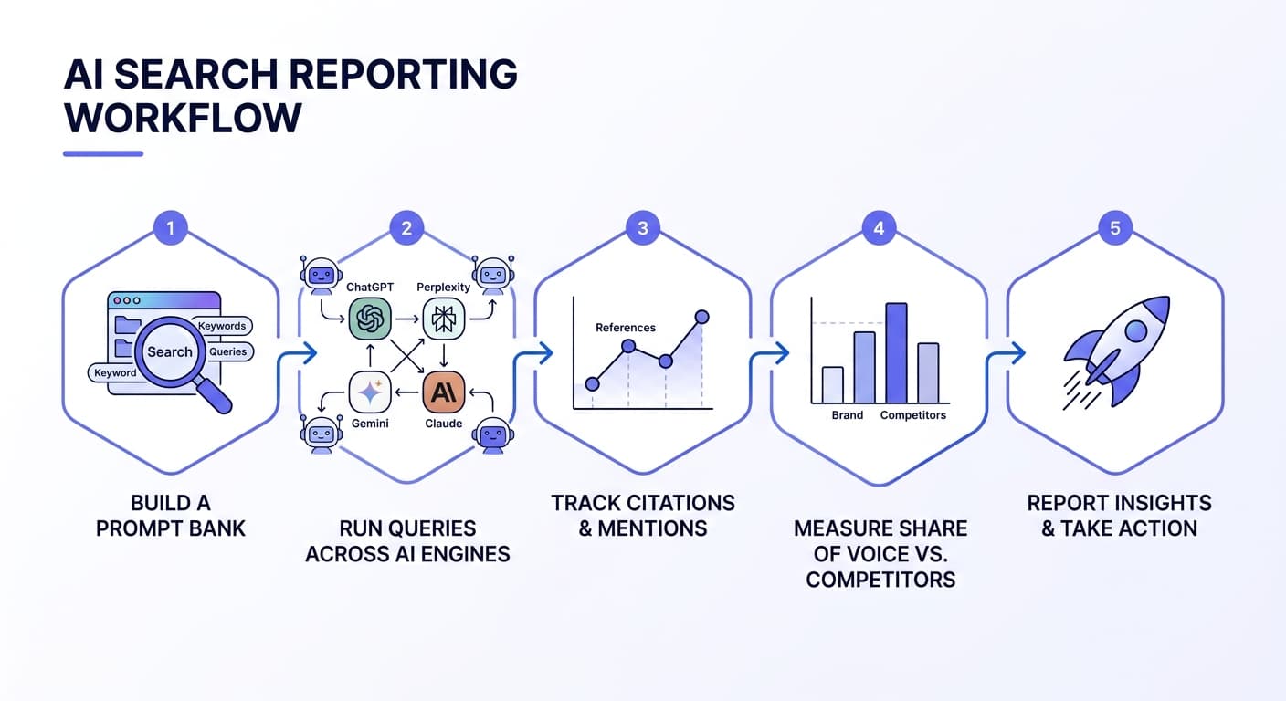 Step-by-step AI search reporting workflow