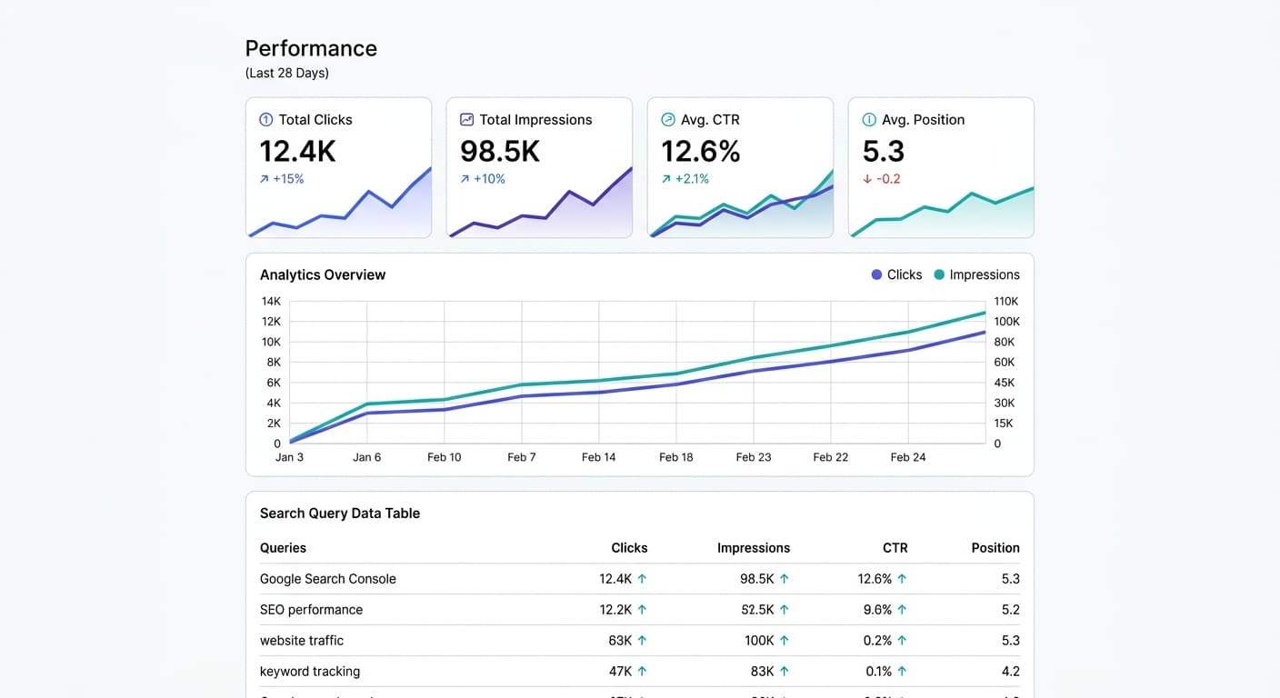 Google Search Console Performance Report dashboard