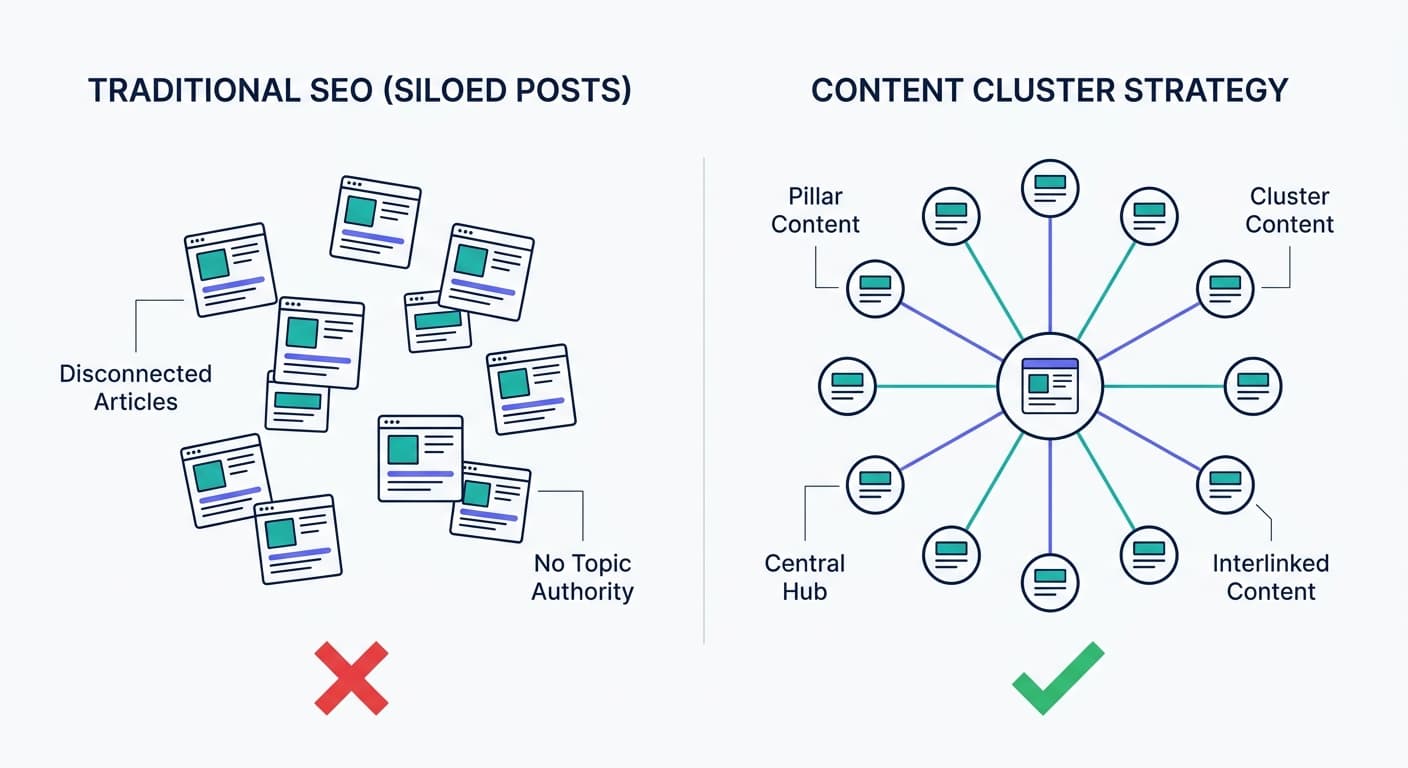Siloed vs. Clustered Content Comparison