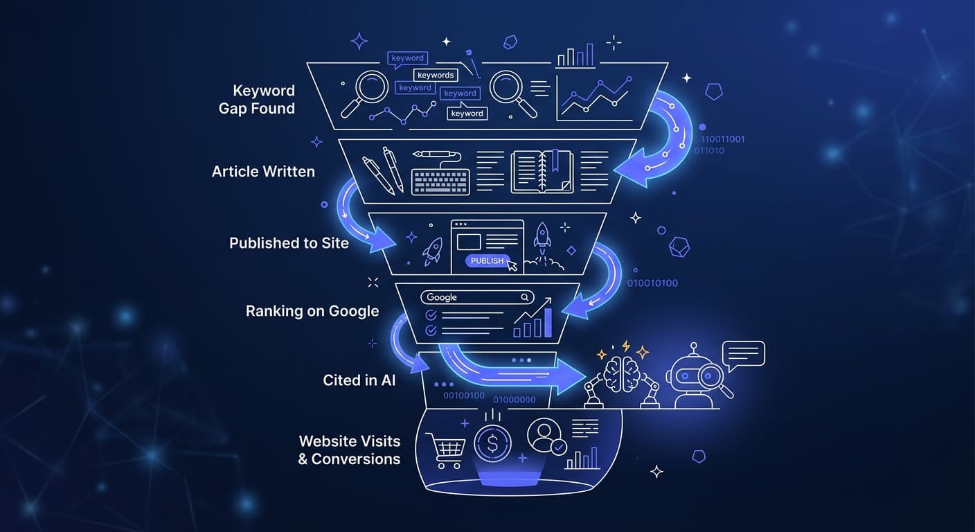 The organic traffic analysis funnel: from keyword gap to AI citation to conversion