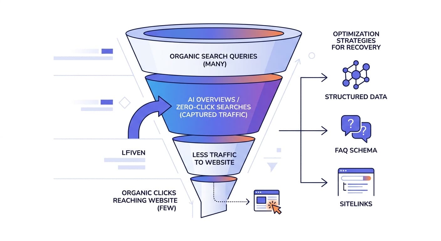 Impact of AI Overviews and zero-click searches on organic CTR with optimization strategies