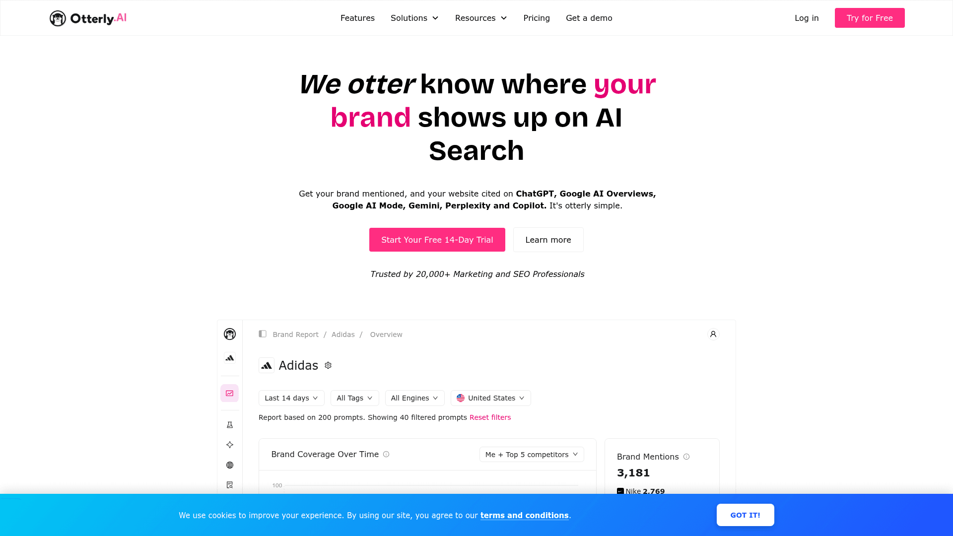 Otterly AI search monitoring platform